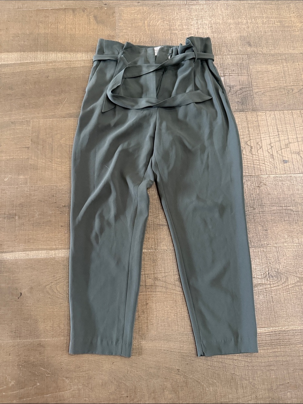 H&M Paperbag Waist Ankle Trousers - Gray